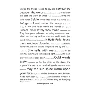 The Somewhere Between The Words Collection - Lyrics Tea Towel